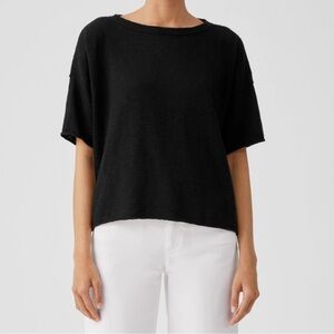 EILEEN FISHER organic Linen box top blouse size Petite Large black
